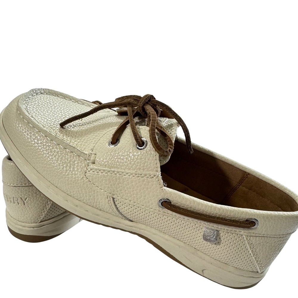 New Sperry Whalefish Boat Shoes Women's US 8 M Cream Leather Memory Foam Comfort